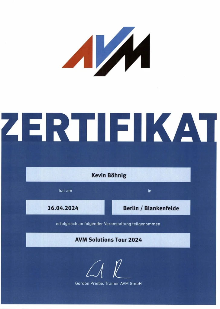 AVM-Zertifikat-IT-Service-Eppelheim-Kevin-Böhnig